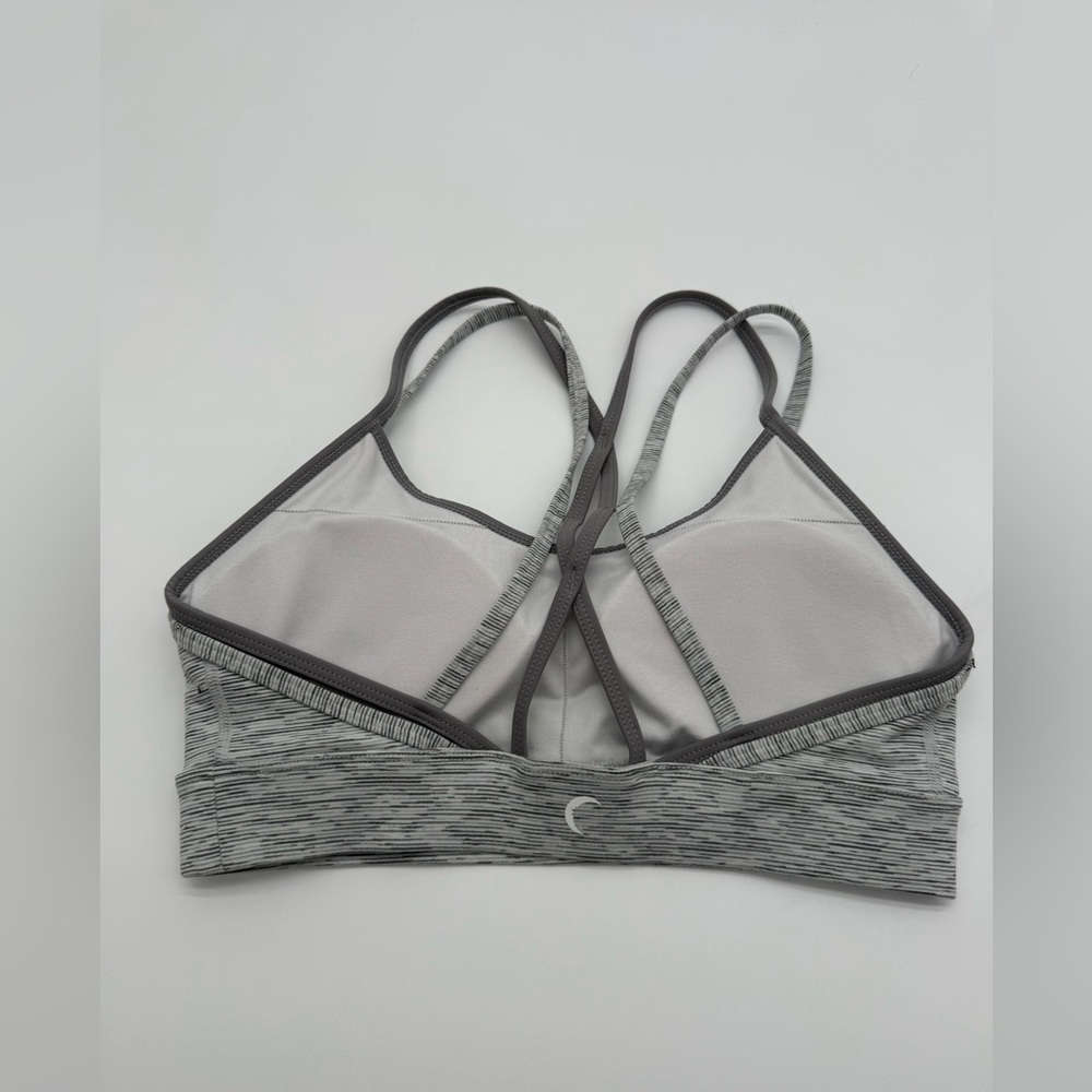 Women’s ZYIA Active Padded Gray Striped Design Sports Bra Sz Small - Picture 3 of 7